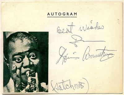 Armstrong, Louis, - Autogramy, rukopisy, papíry