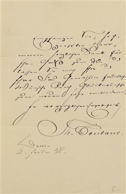 Fontane, Theodor, - Autographs, manuscripts, certificates