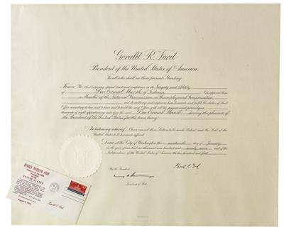 Ford, Gerald, - Autographs, manuscripts, certificates