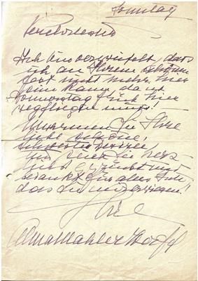 Mahler - Werfel, Alma, - Autographs, manuscripts, certificates