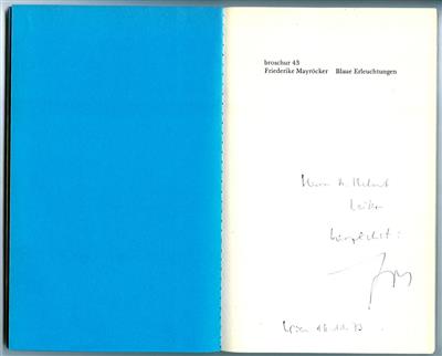 Mayröcker, Friederike, - Autographs, manuscripts, certificates