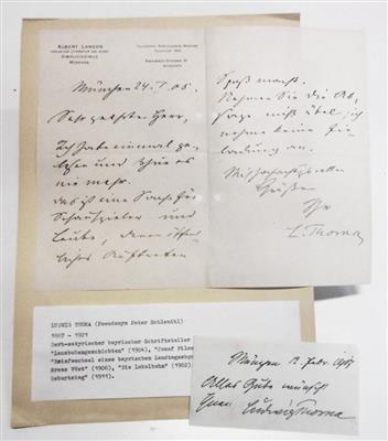Thoma, Ludwig, - Autogramy, rukopisy, papíry