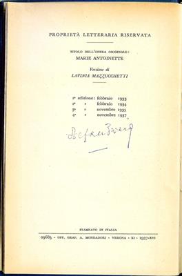 Zweig, Stefan, - Autographs, manuscripts, certificates