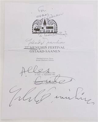 Menuhin, Yehudi, - Autografi, manoscritti, atti