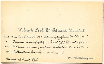 Hanslick, Eduard, - Autographen, Handschriften, Urkunden