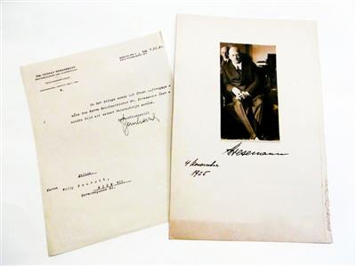 Stresemann, Gustav, - Autographs, manuscripts, certificates