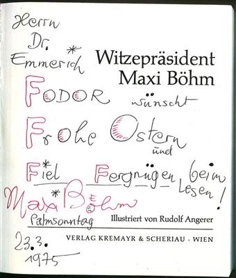 Böhm, Maxi, - Autographs, manuscripts, certificates