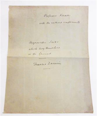 Darwin, Francis, - Autografi, manoscritti, atti