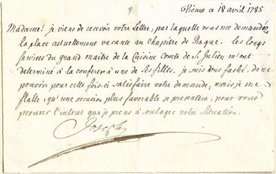 Joseph II., - Autographen, Handschriften, Urkunden