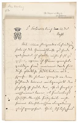 Warsberg, Alexander, Freiherr v., - Autogramy, rukopisy, papíry