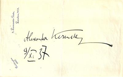 Kerensky, Alexander, - Autogramy, rukopisy, papíry