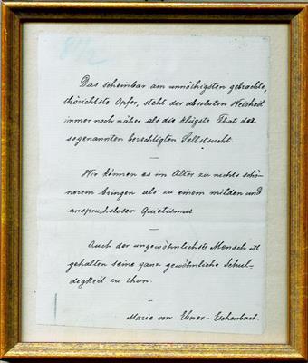 Ebner-Eschenbach, Marie Freifrau v., - Autogramy, rukopisy, papíry