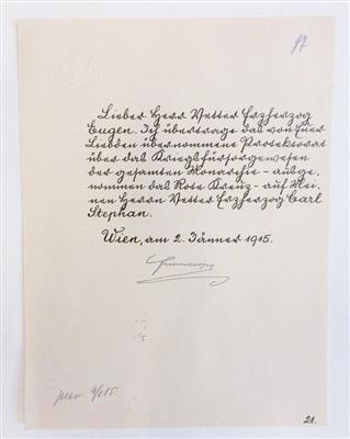 Franz Joseph I., - Autographs, manuscripts, certificates