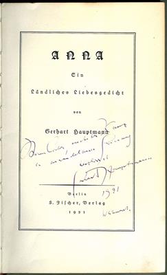 Hauptmann, Gerhart, - Autographen, Urkunden, Handschriften