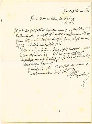 Meyerbeer, Giacomo, - Autografi, manoscritti, atti