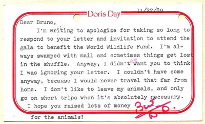 Day, Doris, - Autographen, Handschriften, Urkunden