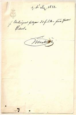 Metternich, Clemens Lothar, - Autografi