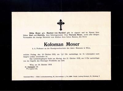 Moser, Koloman, - Autogramy