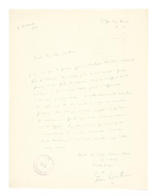 Cocteau, Jean, - Autographs, manuscripts, certificates