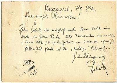 Lehár, Franz, - Autogramy, rukopisy, papíry