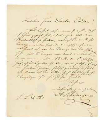 Schopenhauer, Arthur, - Autogramy, rukopisy, papíry