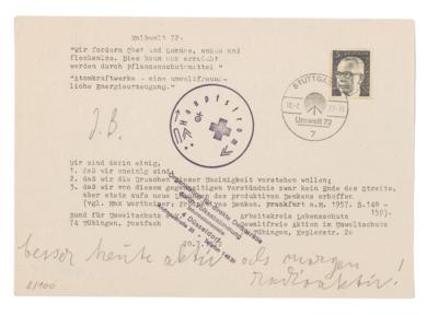 Beuys, Joseph, - Autographs, manuscripts, certificates