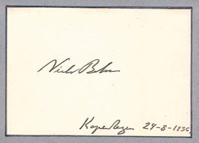 Bohr, Niels, - Autographs, manuscripts, certificates