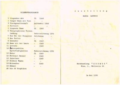 Lassnig, Maria, - Autographs, manuscripts, certificates