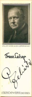 Lehár, Franz, - Autografi, manoscritti, certificati