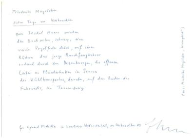 Mayröcker, Friederike, - Autografy, rukopisy, certifikáty