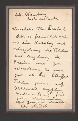 Munch, Edvard, - Autographen, Handschriften, Urkunden