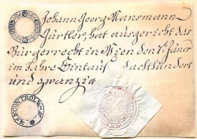 Wien, - Autographs, manuscripts, certificates
