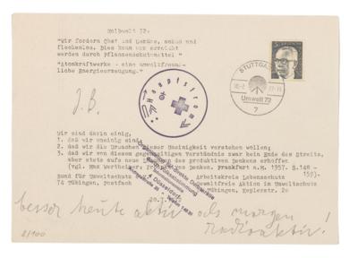 Beuys, Joseph, - Autografi, manoscritti, documenti