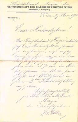 Hagenbund, - Autographen, Handschriften, Urkunden