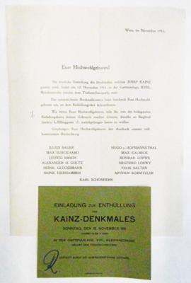 Josef Kainz - Denkmal - Autographen, Handschriften, Urkunden