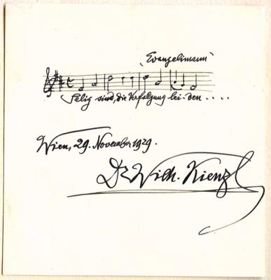 Kienzl, Wilhelm, - Autographs, manuscripts, documents