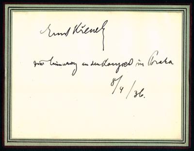 Krenek, Ernst, - Autografy, rukopisy, dokumenty