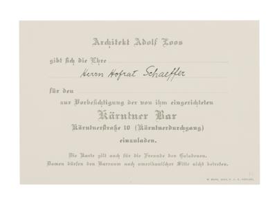 Loos, Adolf, - Autographs, manuscripts, documents