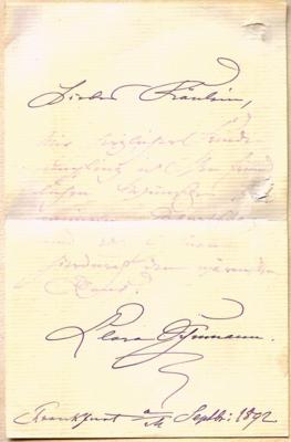 Schumann, Clara, - Autographs, manuscripts, documents