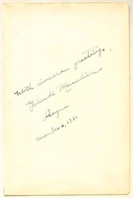 Menuhin, Jehudi, - Autographs, manuscripts, documents