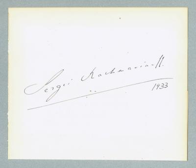 Rachmaninoff, - Autographs, manuscripts, documents