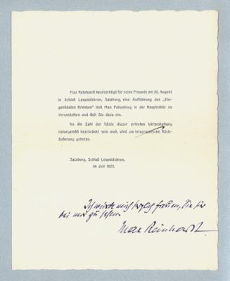 Reinhardt, Max, - Autographen, Handschriften, Urkunden