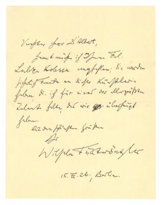 Furtwängler, Wilhelm, - Autographen, Handschriften, Urkunden