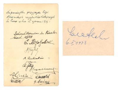 Schachtunier in Karlsbad 1929, - Autographs, manuscripts, documents