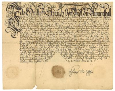 Strauch von Blumenthal, Christoph, - Autographen, Handschriften, Urkunden
