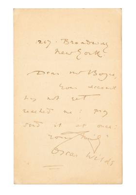 Wilde, Oscar, - Autographs, manuscripts, documents