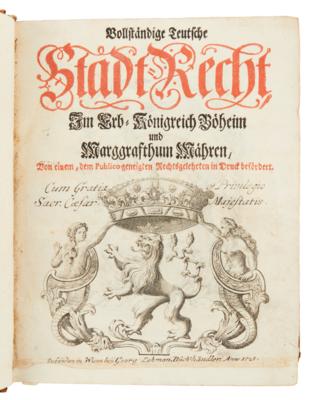 BÖHMISCH-MÄHRISCHES STADTRECHT. - Libri e grafica decorativa