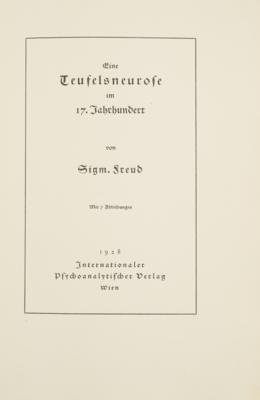 FREUD: "EINE TEUFELSNEUROSE" IN BIBLIOPHILER AUSGABE - Knihy a dekorativní grafika