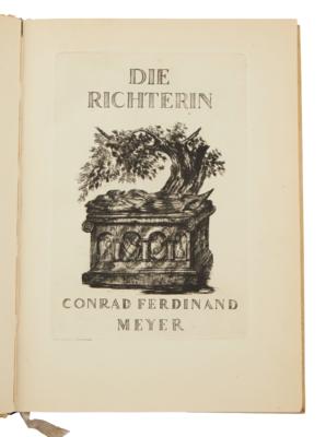 "DIE RICHTERIN" - EIN AVALUN-DRUCK IN PERGAMENT. - Libri e grafica decorativa