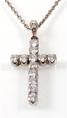 Brillantanhänger Kreuz zus. ca. 2 ct - Schmuck